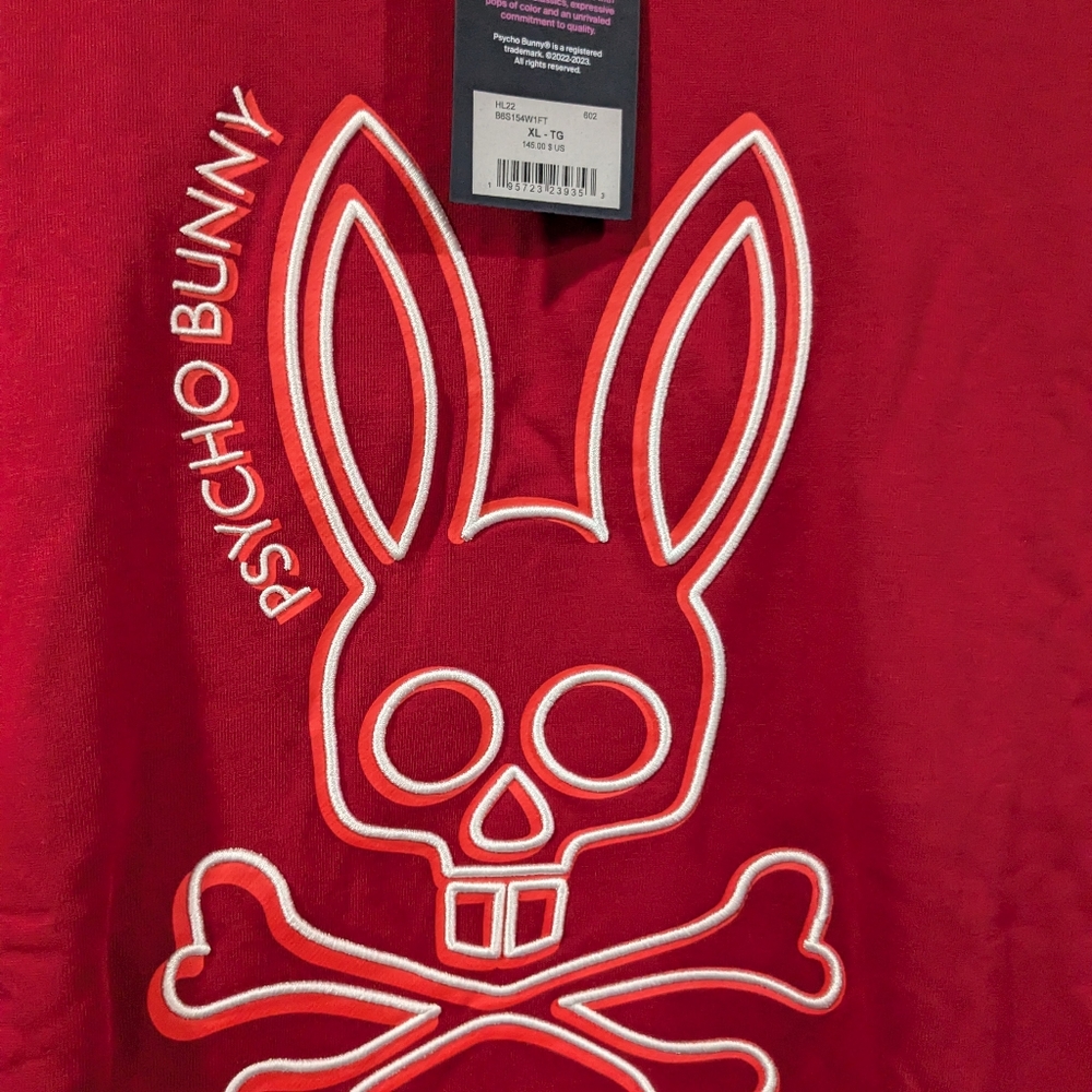 Psycho Bunny Dixon Red Men's Crew Neck Sweatshirt B6S154R1FT-MULW Size XL - Picture 4 of 6